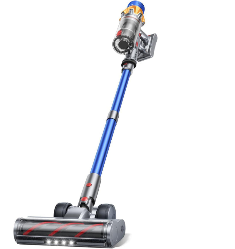 Cordless Vacuum Cleaner with 2 Batteries, 130 Mins/50KPa/600W Stick Vacuum Cleaners for Home with 3.3Ft Hose, Sofa Brush, TouchScreen AUTO-Mode, Wall Mount Charging, Scented, for Floor/Carpet/Pet Hair